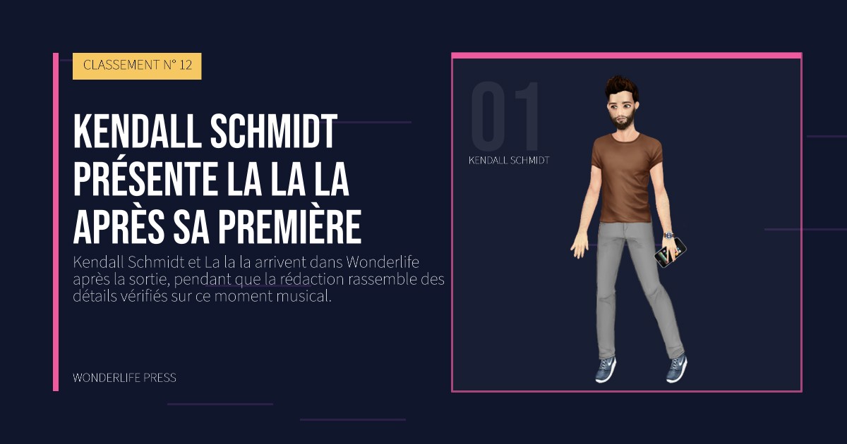 Wonderlife Press: Kendall Schmidt présente La la la après sa première. portrait des artistes. CLASSEMENT N° 12.