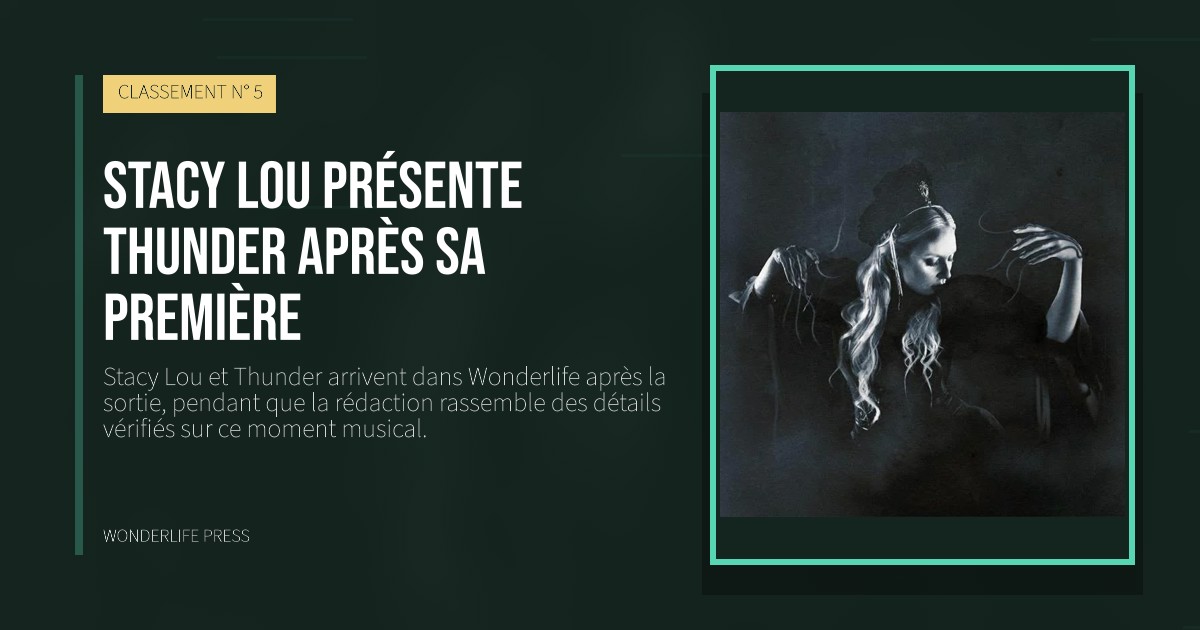 Wonderlife Press: Stacy Lou présente Thunder après sa première. pochette de la sortie. CLASSEMENT N° 5.