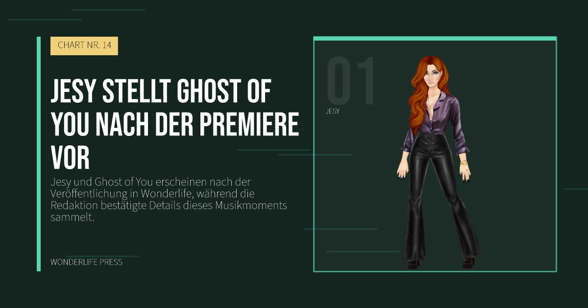 Wonderlife Press: Jesy stellt Ghost of You nach der Premiere vor. Künstlerporträt. CHART NR. 14.