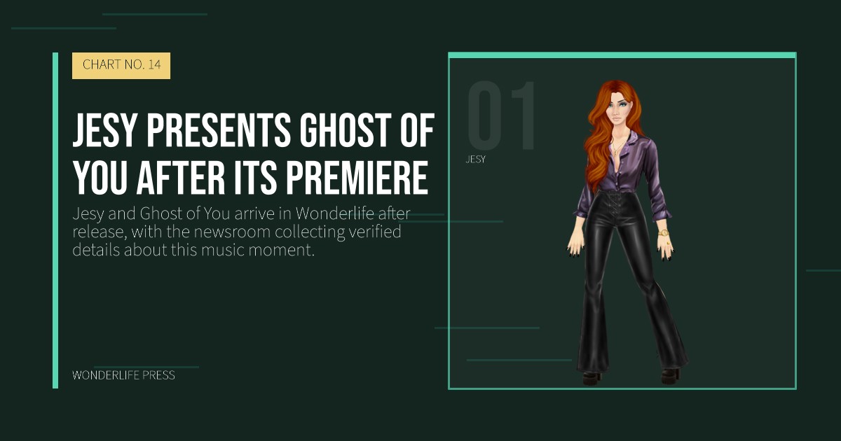 Wonderlife Press: Jesy presents Ghost of You after its premiere. artist portrait. CHART NO. 14.
