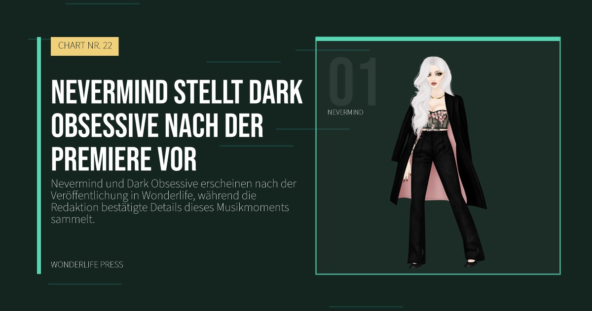 Wonderlife Press: Nevermind stellt Dark Obsessive nach der Premiere vor. Künstlerporträt. CHART NR. 22.