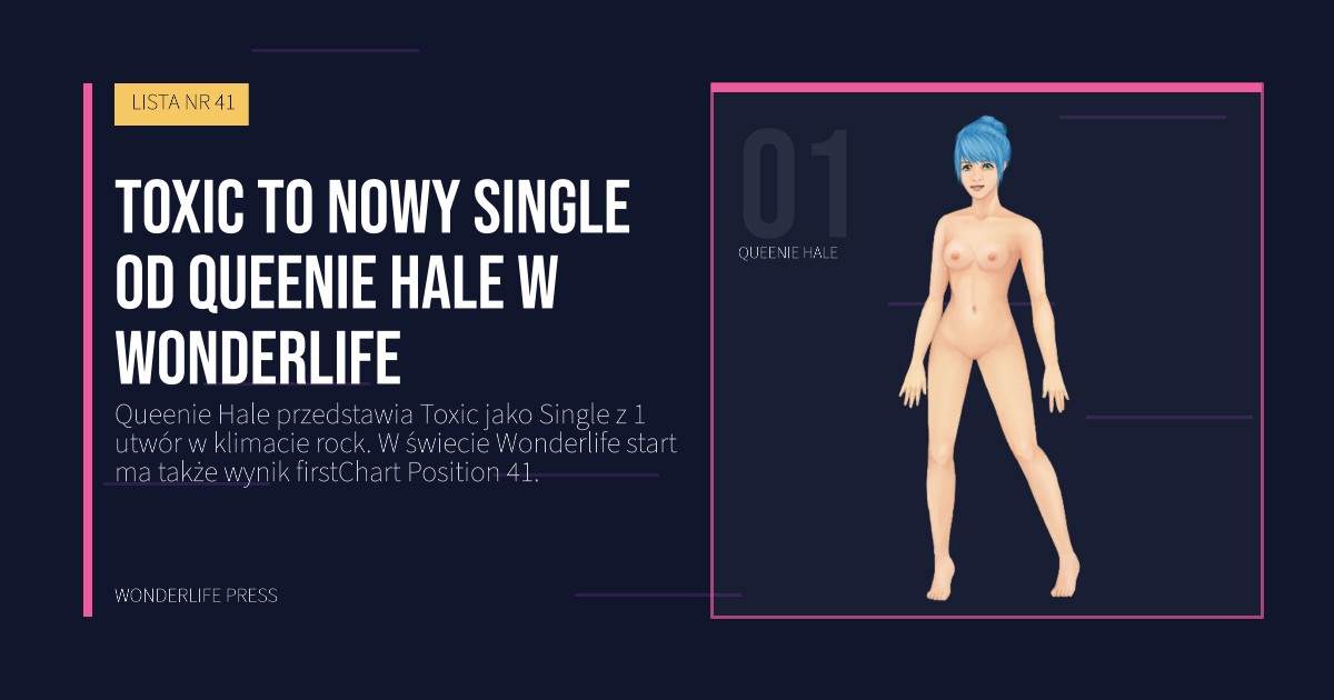 Wonderlife Press: Toxic to nowy single od Queenie Hale w Wonderlife. portret artystów. LISTA NR 41.