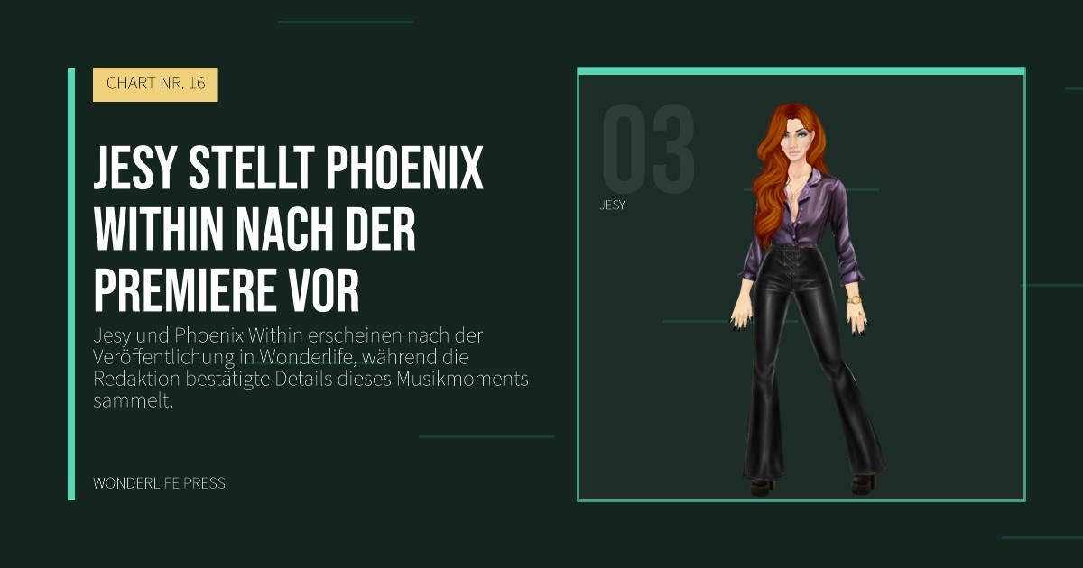 Wonderlife Press: Jesy stellt Phoenix Within nach der Premiere vor. Künstlerporträt. CHART NR. 16.