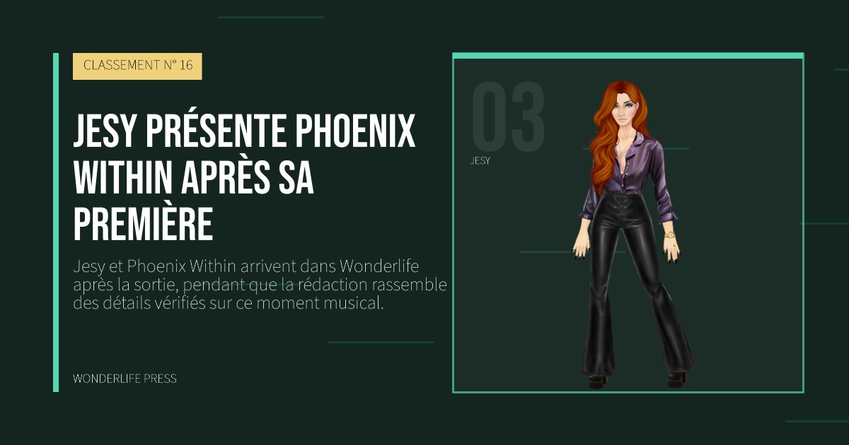 Wonderlife Press: Jesy présente Phoenix Within après sa première. portrait des artistes. CLASSEMENT N° 16.