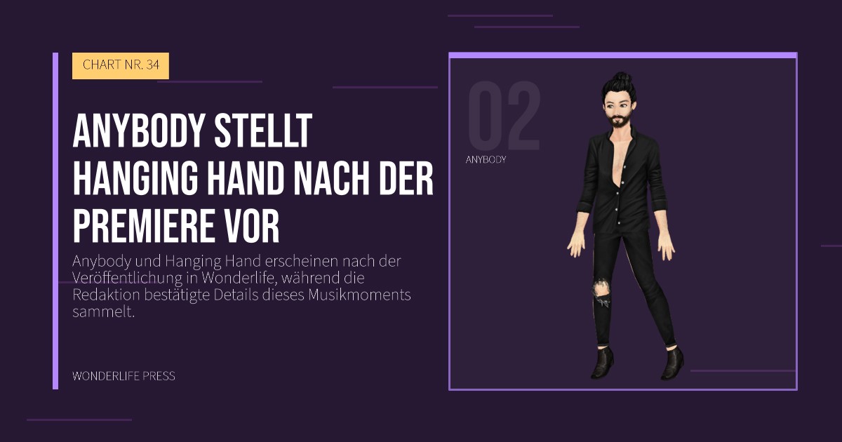 Wonderlife Press: Anybody stellt Hanging Hand nach der Premiere vor. Künstlerporträt. CHART NR. 34.