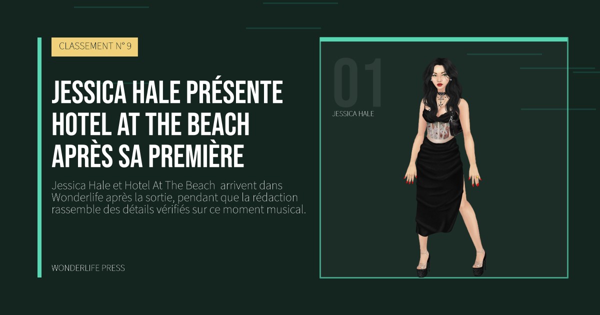Wonderlife Press: Jessica Hale présente Hotel At The Beach  après sa première. portrait des artistes. CLASSEMENT N° 9.