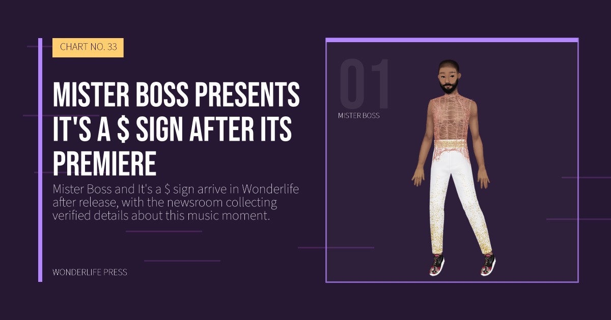 Wonderlife Press: Mister Boss presents It's a $ sign after its premiere. artist portrait. CHART NO. 33.