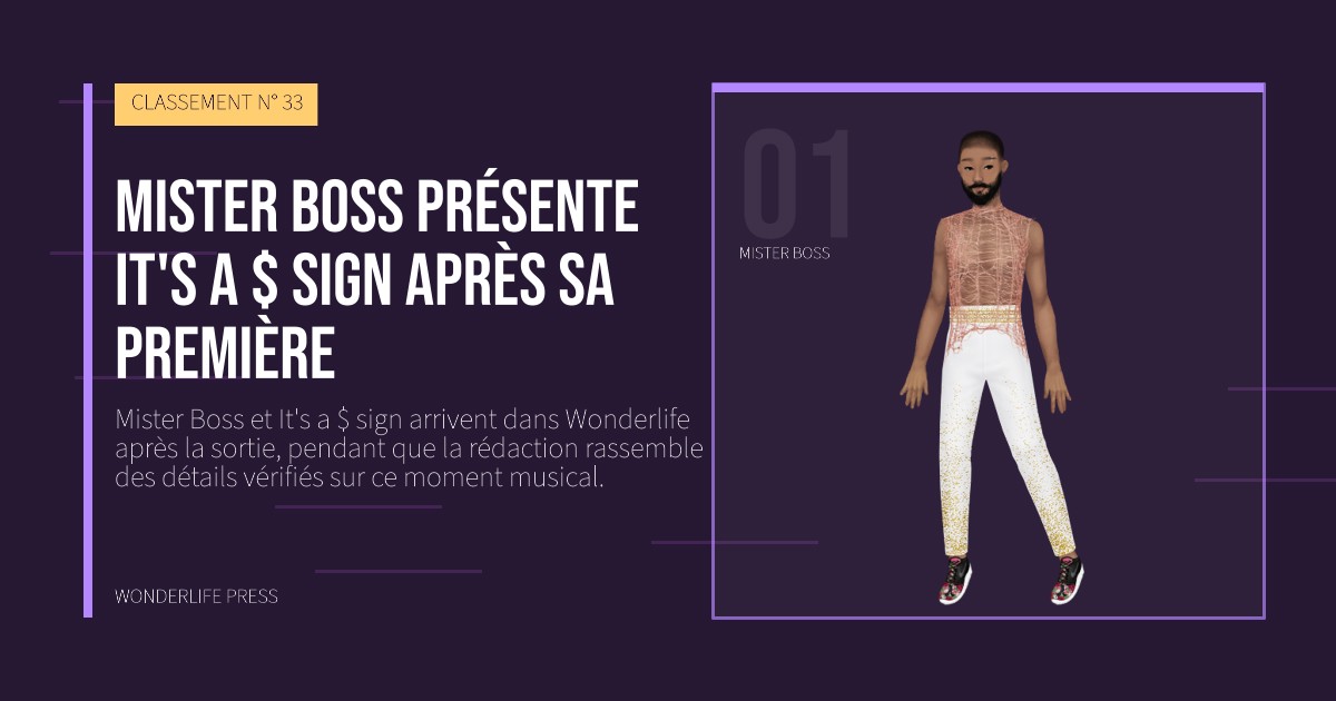 Wonderlife Press: Mister Boss présente It's a $ sign après sa première. portrait des artistes. CLASSEMENT N° 33.