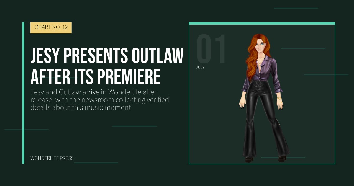 Wonderlife Press: Jesy presents Outlaw after its premiere. artist portrait. CHART NO. 12.