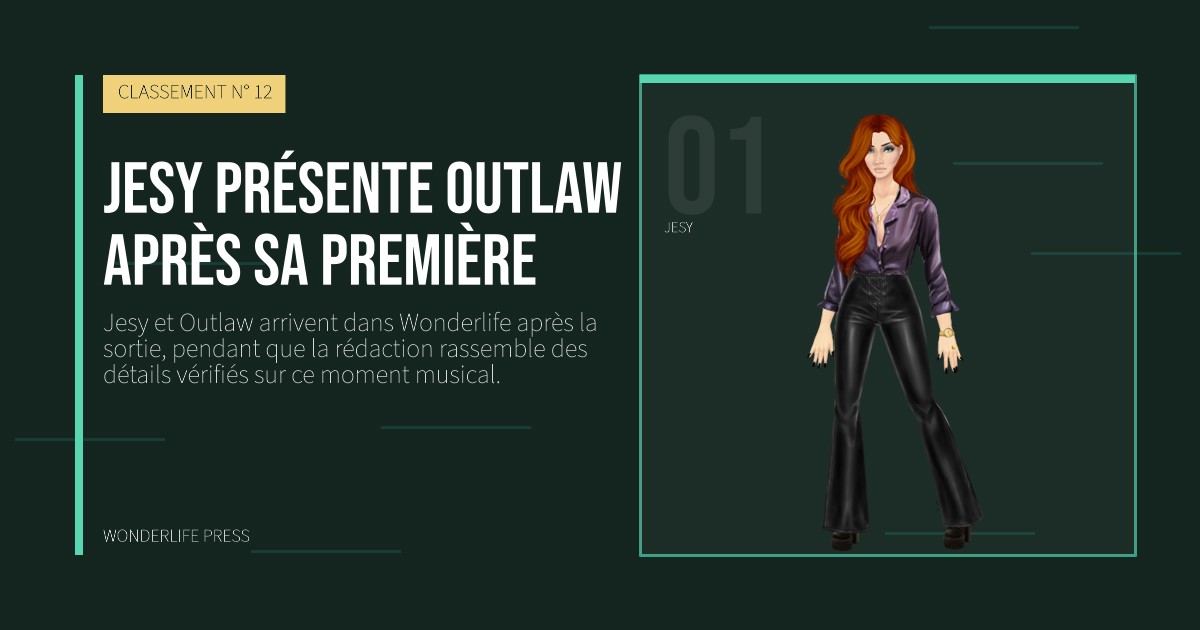 Wonderlife Press: Jesy présente Outlaw après sa première. portrait des artistes. CLASSEMENT N° 12.