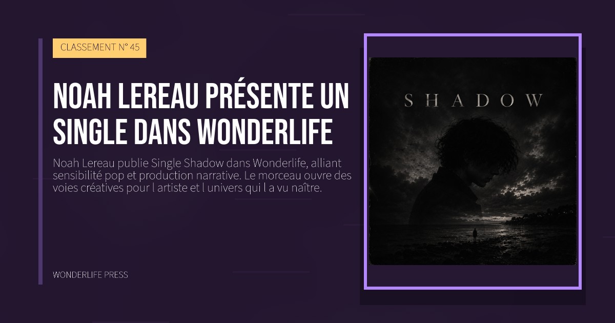 Wonderlife Press: noah lereau présente un single dans wonderlife. pochette de la sortie. CLASSEMENT N° 45.