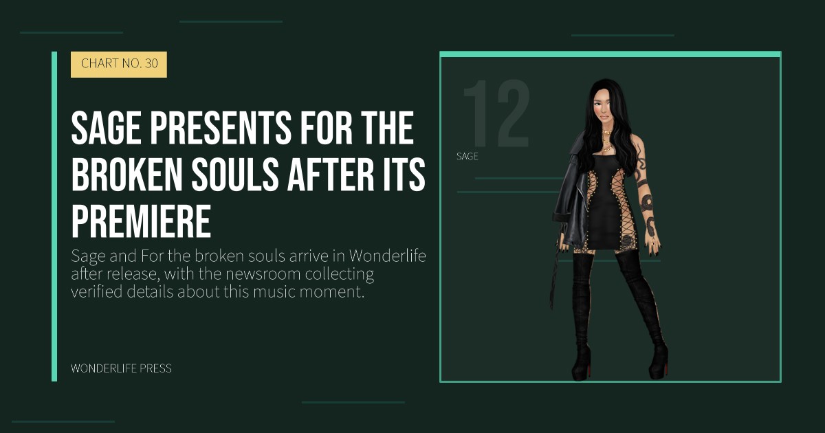 Wonderlife Press: Sage presents For the broken souls after its premiere. artist portrait. CHART NO. 30.
