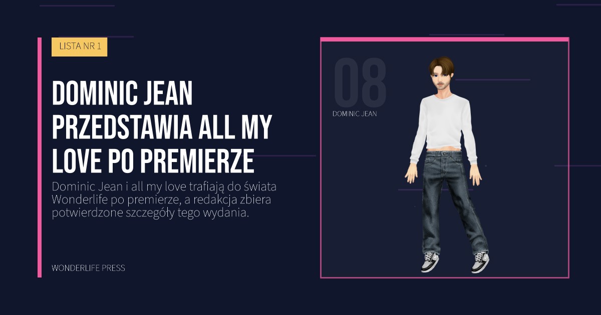 Wonderlife Press: Dominic Jean przedstawia all my love po premierze. portret artystów. LISTA NR 1.