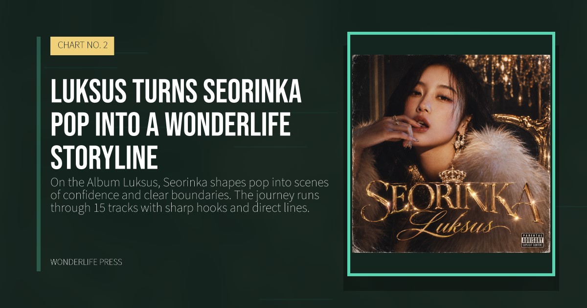 Wonderlife Press: Luksus turns Seorinka pop into a Wonderlife storyline. release artwork. CHART NO. 2.