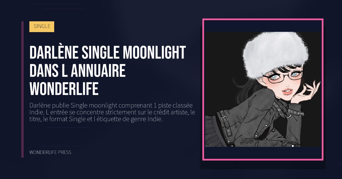 Wonderlife Press: Darlène Single moonlight dans l annuaire Wonderlife. pochette de la sortie. SINGLE.
