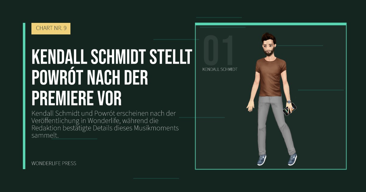 Wonderlife Press: Kendall Schmidt stellt Powrót nach der Premiere vor. Künstlerporträt. CHART NR. 9.