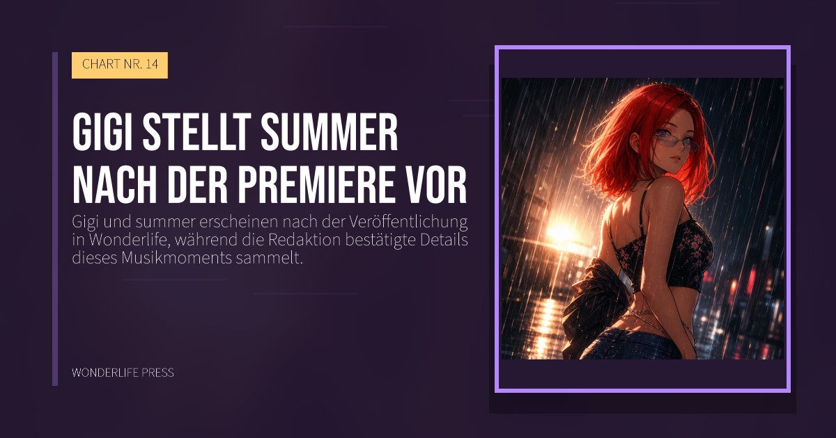Wonderlife Press: Gigi stellt summer nach der Premiere vor. Veröffentlichungscover. CHART NR. 14.