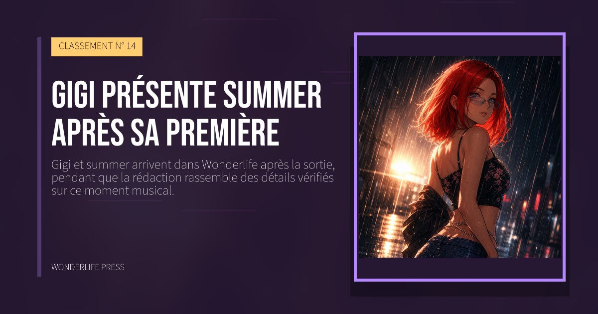 Wonderlife Press: Gigi présente summer après sa première. pochette de la sortie. CLASSEMENT N° 14.