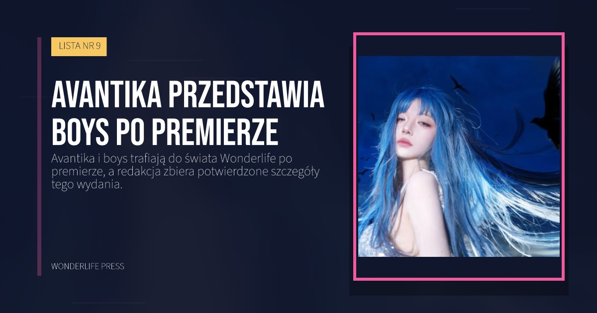 Wonderlife Press: Avantika przedstawia boys po premierze. okładka wydawnictwa. LISTA NR 9.