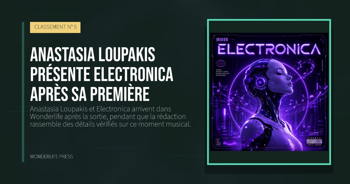 Wonderlife Press: Anastasia Loupakis présente Electronica après sa première. pochette de la sortie. CLASSEMENT N° 5.