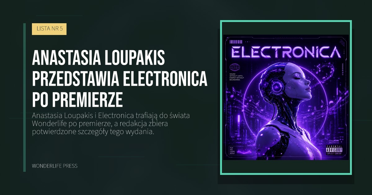 Wonderlife Press: Anastasia Loupakis przedstawia Electronica po premierze. okładka wydawnictwa. LISTA NR 5.