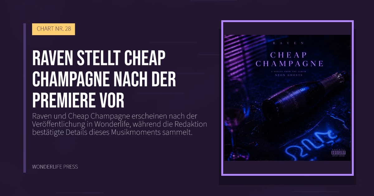 Wonderlife Press: Raven stellt Cheap Champagne nach der Premiere vor. Veröffentlichungscover. CHART NR. 28.