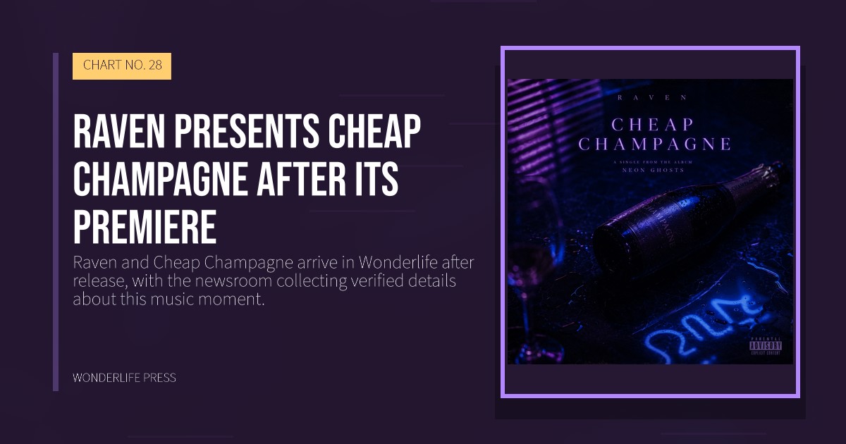 Wonderlife Press: Raven presents Cheap Champagne after its premiere. release artwork. CHART NO. 28.
