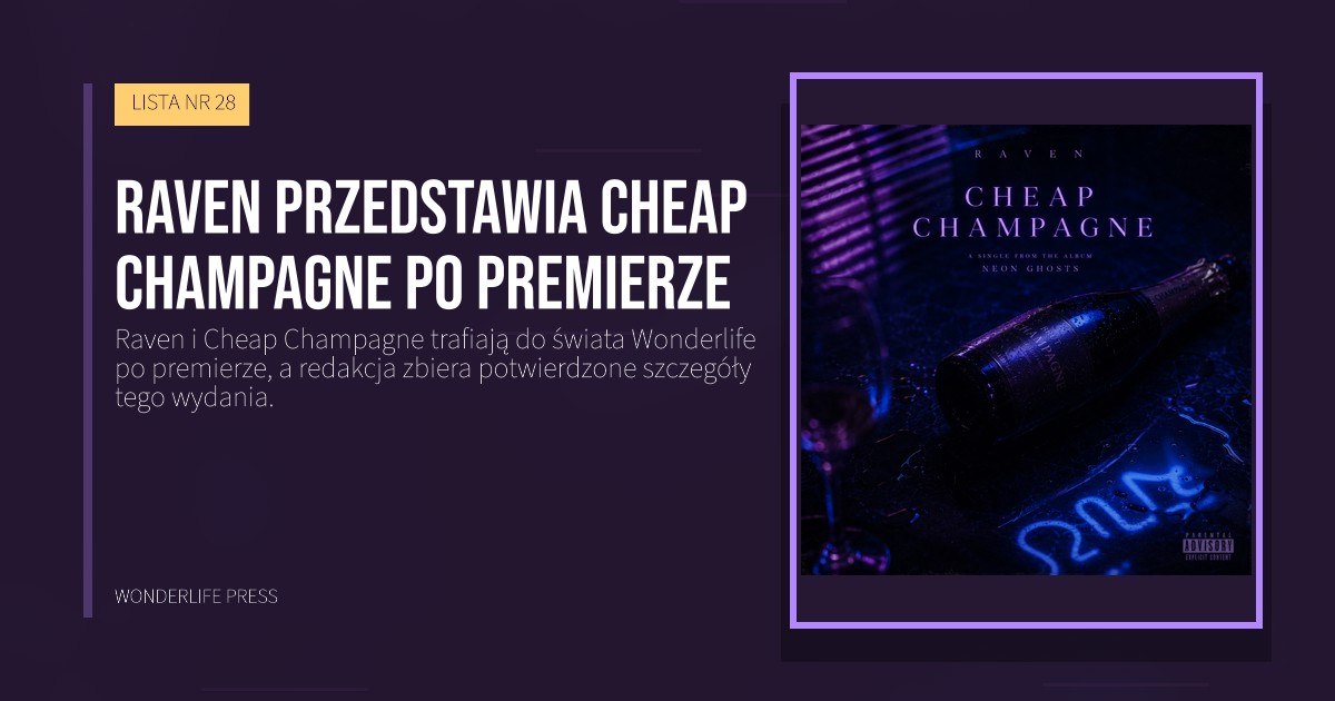 Wonderlife Press: Raven przedstawia Cheap Champagne po premierze. okładka wydawnictwa. LISTA NR 28.