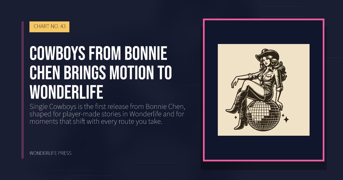 Wonderlife Press: Cowboys from Bonnie Chen brings motion to Wonderlife. release artwork. CHART NO. 43.
