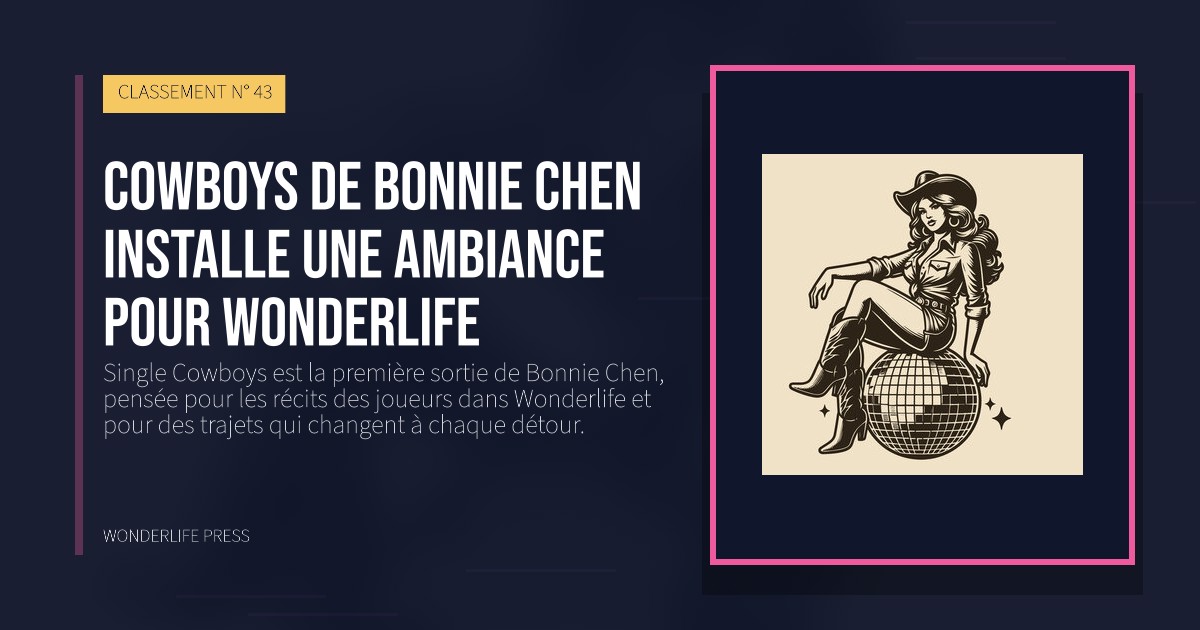 Wonderlife Press: Cowboys de Bonnie Chen installe une ambiance pour Wonderlife. pochette de la sortie. CLASSEMENT N° 43.