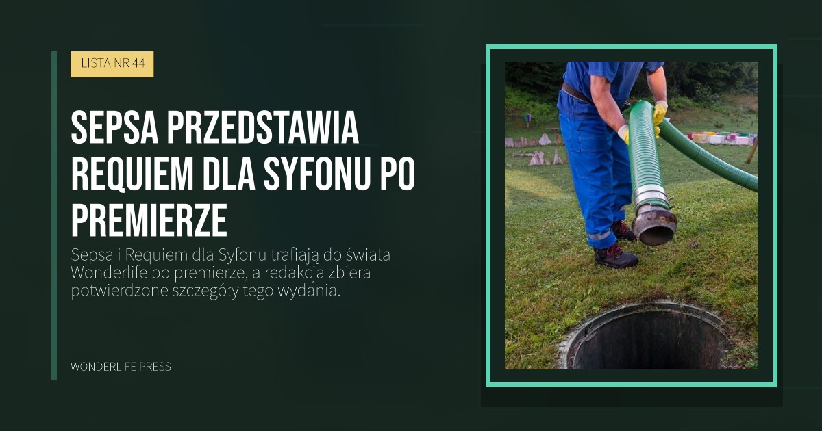 Wonderlife Press: Sepsa przedstawia Requiem dla Syfonu po premierze. okładka wydawnictwa. LISTA NR 44.