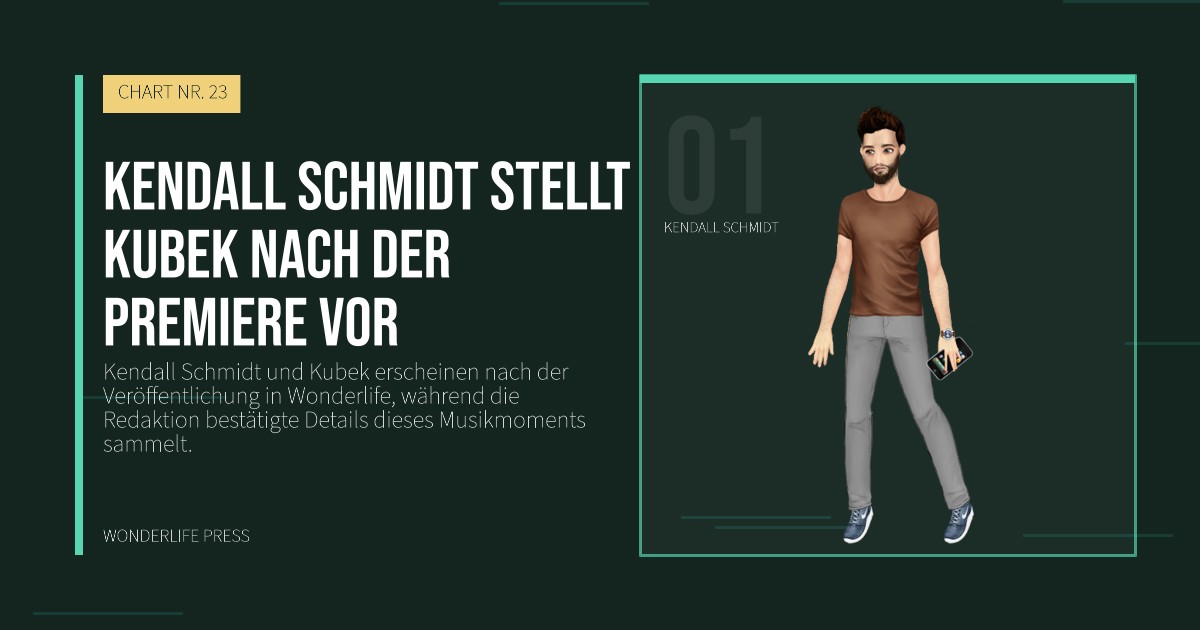 Wonderlife Press: Kendall Schmidt stellt Kubek nach der Premiere vor. Künstlerporträt. CHART NR. 23.