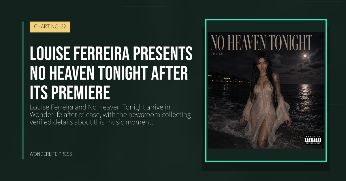 Wonderlife Press: Louise Ferreira presents No Heaven Tonight after its premiere. release artwork. CHART NO. 22.