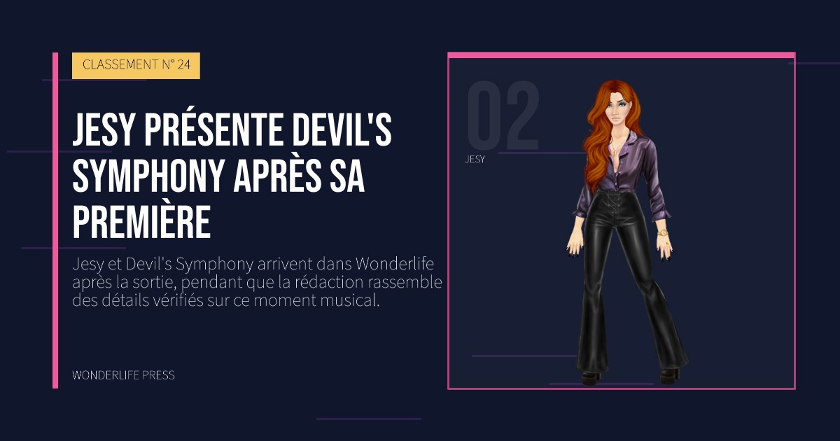 Wonderlife Press: Jesy présente Devil's Symphony après sa première. portrait des artistes. CLASSEMENT N° 24.