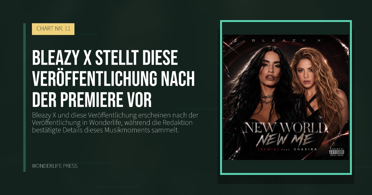 Wonderlife Press: Bleazy X stellt diese Veröffentlichung nach der Premiere vor. Veröffentlichungscover. CHART NR. 11.
