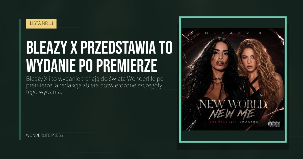 Wonderlife Press: Bleazy X przedstawia to wydanie po premierze. okładka wydawnictwa. LISTA NR 11.