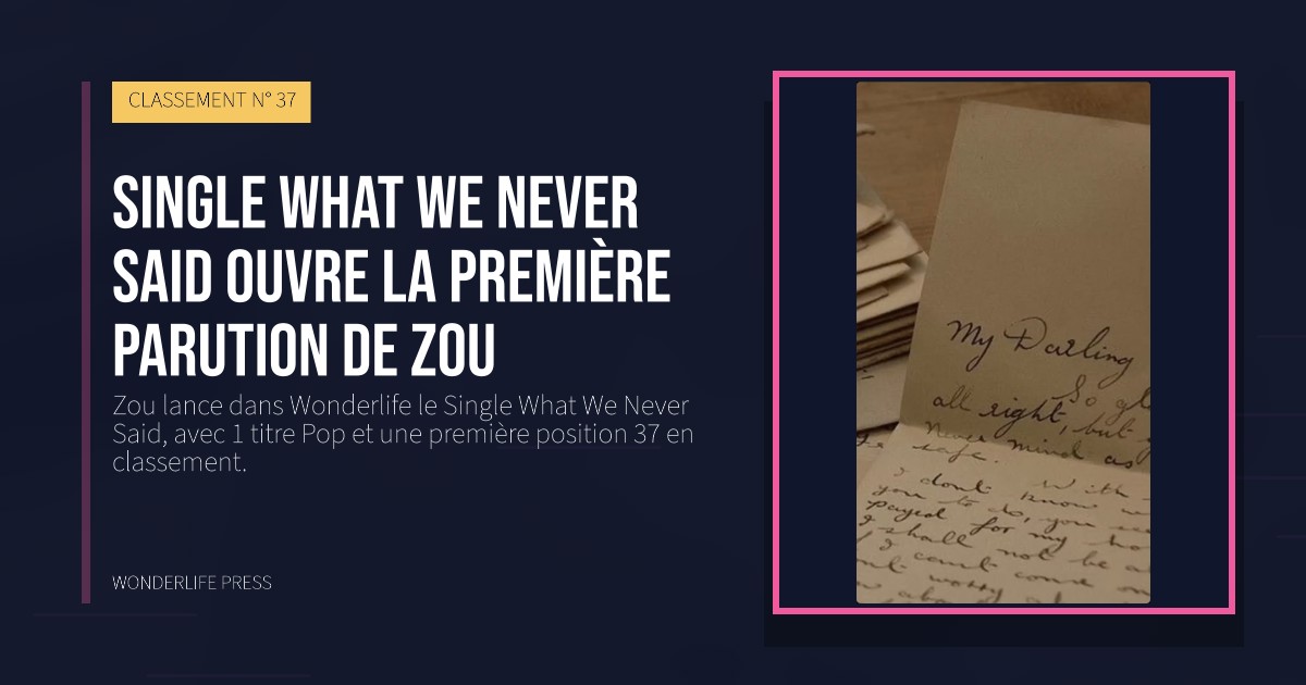 Wonderlife Press: Single What We Never Said ouvre la première parution de Zou. pochette de la sortie. CLASSEMENT N° 37.