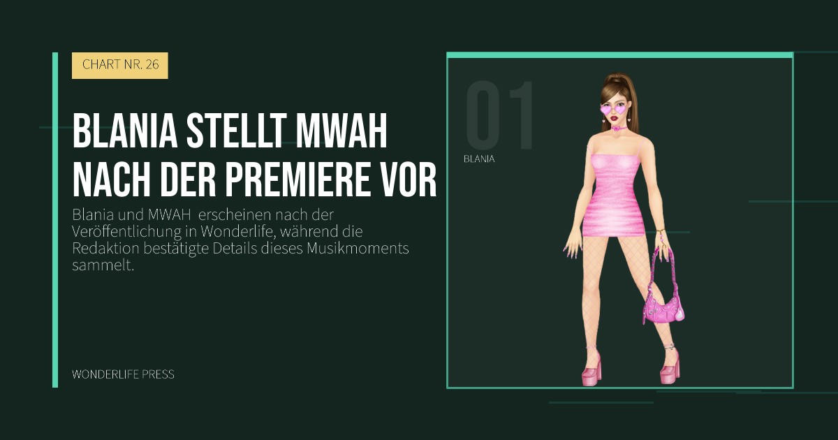 Wonderlife Press: Blania stellt MWAH  nach der Premiere vor. Künstlerporträt. CHART NR. 26.