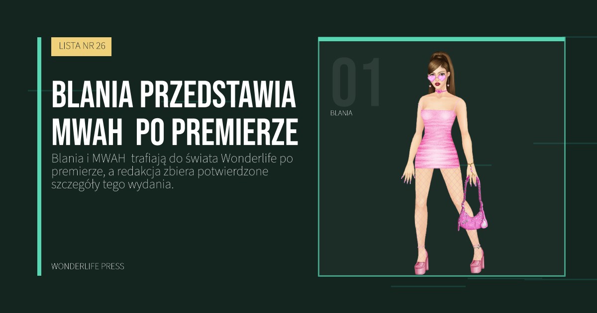 Wonderlife Press: Blania przedstawia MWAH  po premierze. portret artystów. LISTA NR 26.