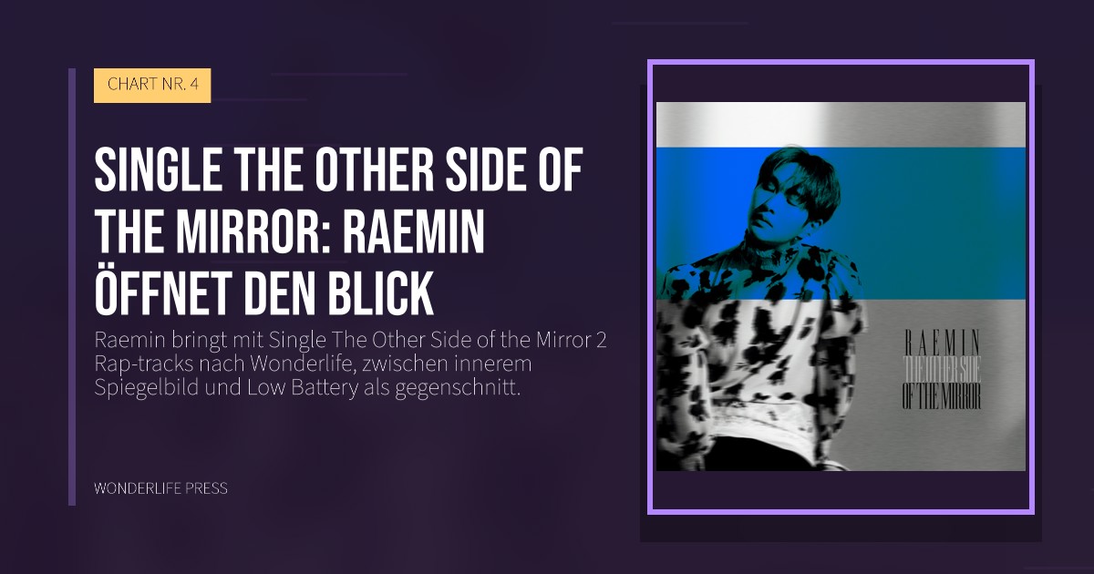 Wonderlife Press: Single The Other Side of the Mirror: Raemin öffnet den blick. Veröffentlichungscover. CHART NR. 4.