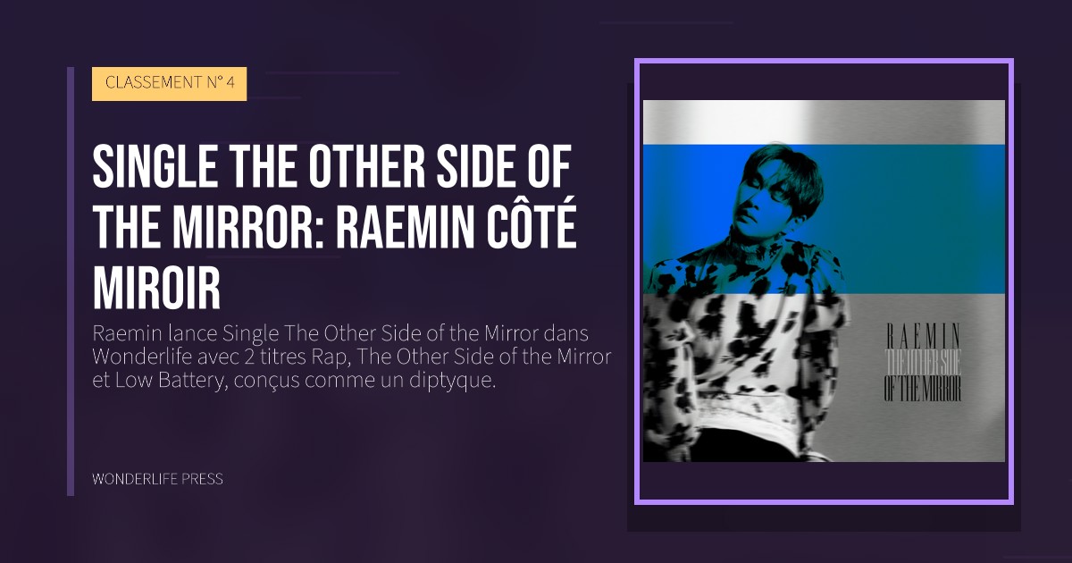 Wonderlife Press: Single The Other Side of the Mirror: Raemin côté miroir. pochette de la sortie. CLASSEMENT N° 4.