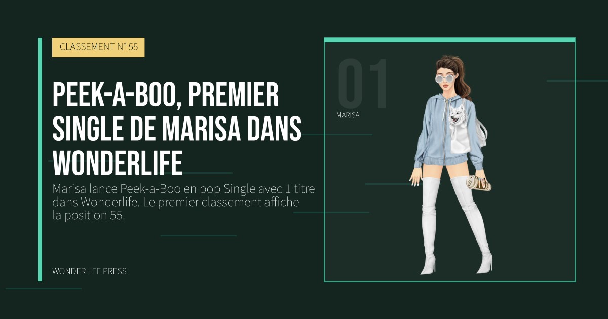 Wonderlife Press: Peek-a-Boo, premier Single de Marisa dans Wonderlife. portrait des artistes. CLASSEMENT N° 55.