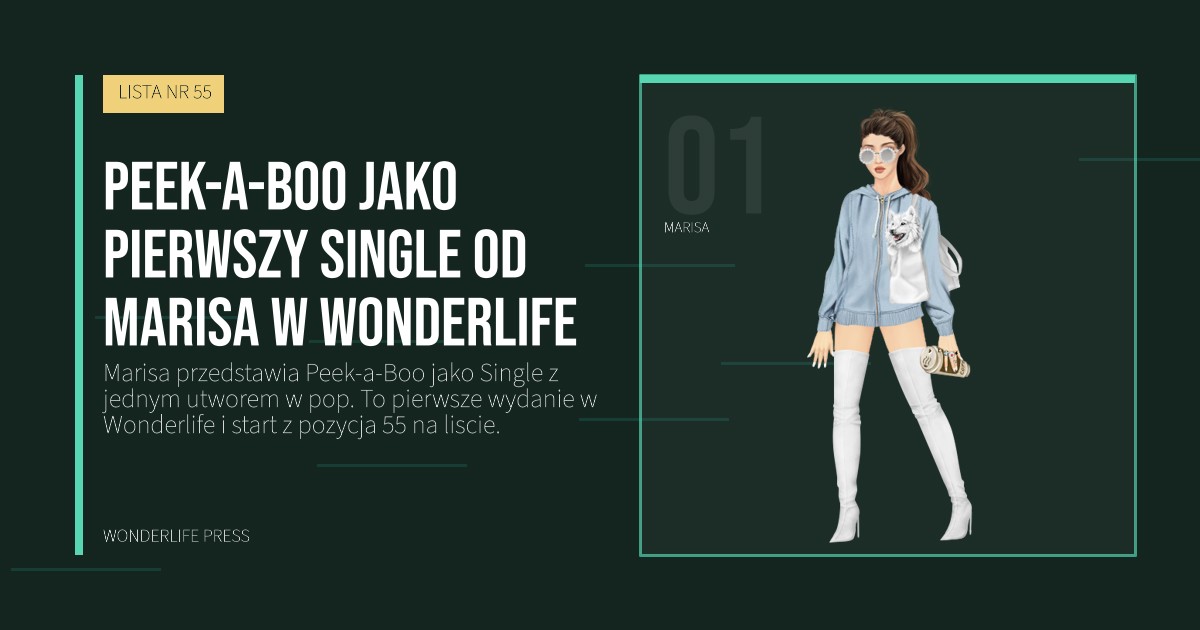 Wonderlife Press: Peek-a-Boo jako pierwszy Single od Marisa w Wonderlife. portret artystów. LISTA NR 55.