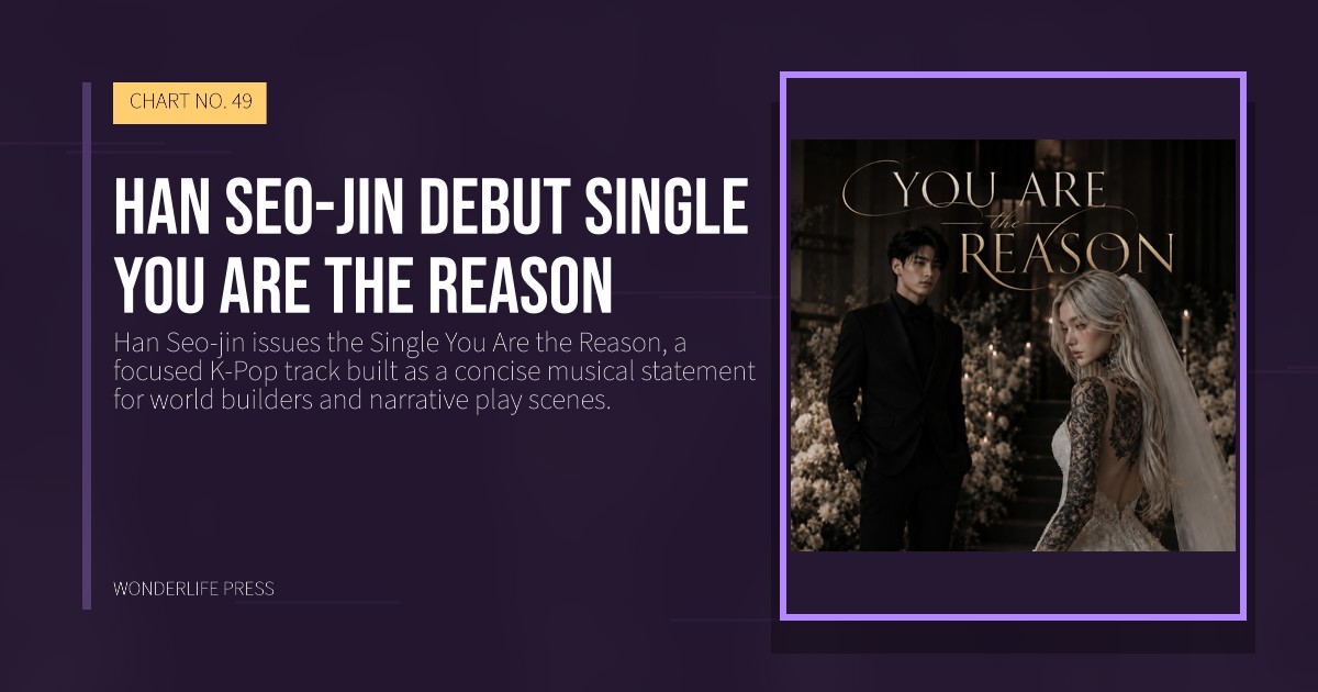 Wonderlife Press: Han Seo-jin debut single You Are the Reason. release artwork. CHART NO. 49.