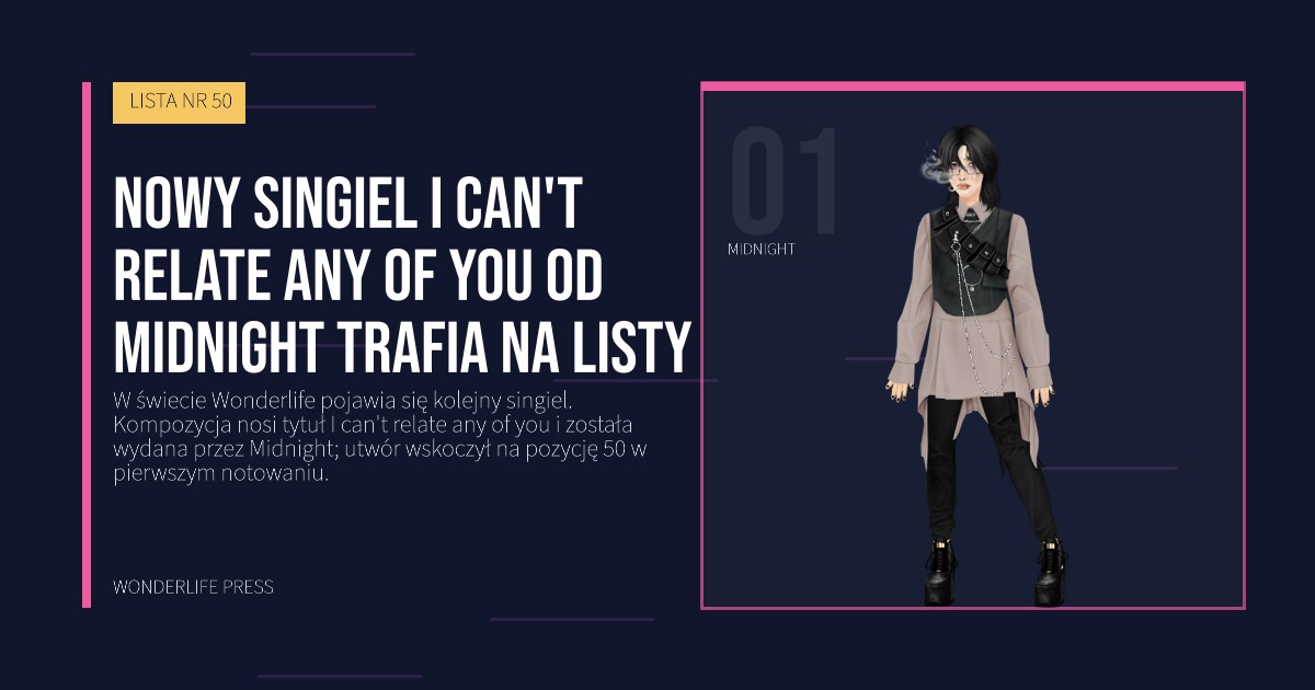 Wonderlife Press: nowy singiel I can't relate any of you od Midnight trafia na listy. portret artystów. LISTA NR 50.