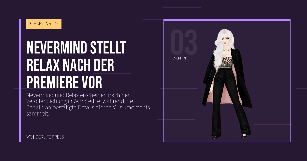Wonderlife Press: Nevermind stellt Relax nach der Premiere vor. Künstlerporträt. CHART NR. 23.