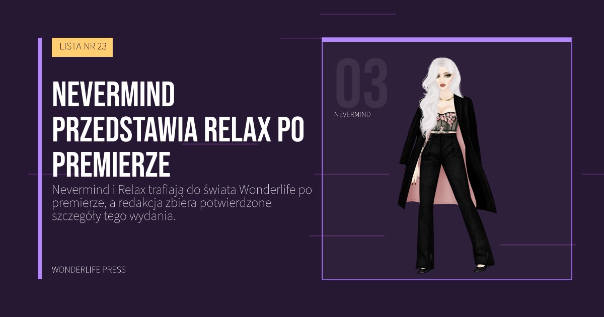 Wonderlife Press: Nevermind przedstawia Relax po premierze. portret artystów. LISTA NR 23.