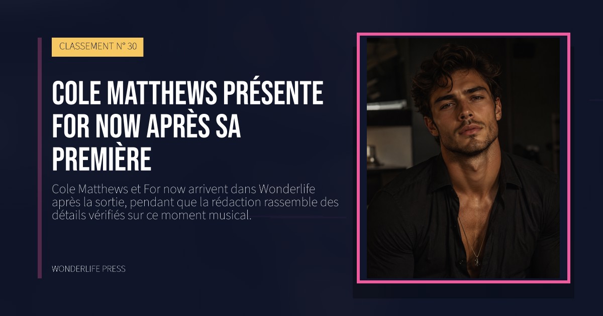 Wonderlife Press: Cole Matthews présente For now après sa première. pochette de la sortie. CLASSEMENT N° 30.