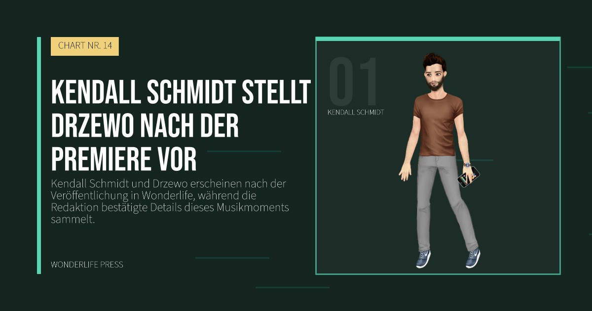 Wonderlife Press: Kendall Schmidt stellt Drzewo nach der Premiere vor. Künstlerporträt. CHART NR. 14.