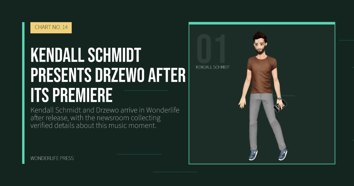 Wonderlife Press: Kendall Schmidt presents Drzewo after its premiere. artist portrait. CHART NO. 14.
